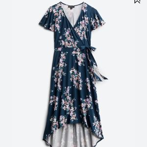 Fortune and Ivy Irene Faux Wrap Brushed Knit Maxi Dress